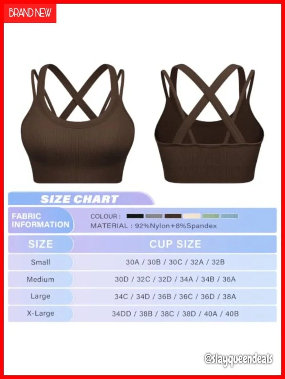 High Support Sports Bra Cross Back Workout Running Yoga Bra with Removable Pads